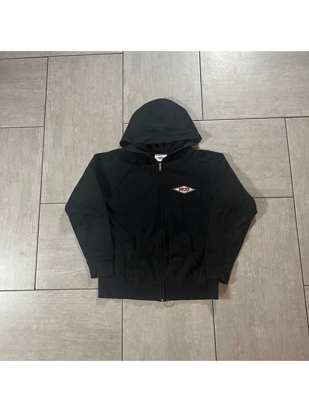 Jacks Surfboards California Graphic Zip Up Hoodie Black Kids Size M 10 12